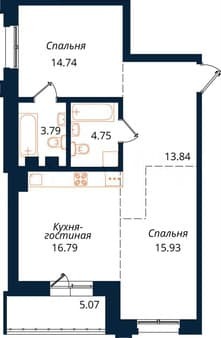 Объявление о продаже двухкомнатной квартиры, 74.9 м², этаж 6 из 18. Фото 1