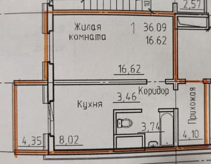 Продажа однокомнатной квартиры, 38.3 м², этаж 9 из 14. Фото 2