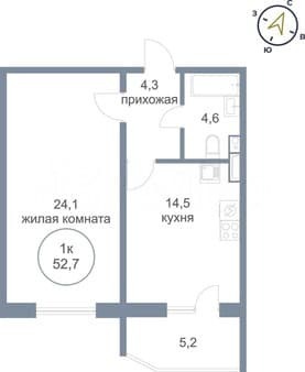Продать однокомнатную квартиру, 52.7 м², этаж 3 из 16. Фото 1