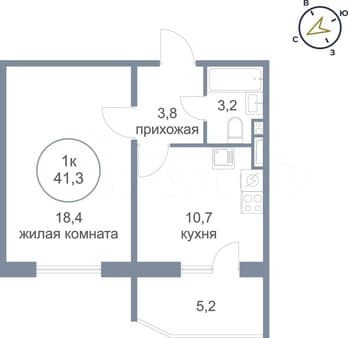 Продаю однокомнатную квартиру, 41.3 м², этаж 1 из 8. Фото 1