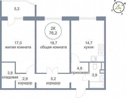 Продам двухкомнатную квартиру, 76.2 м², этаж 8 из 8. Фото 1
