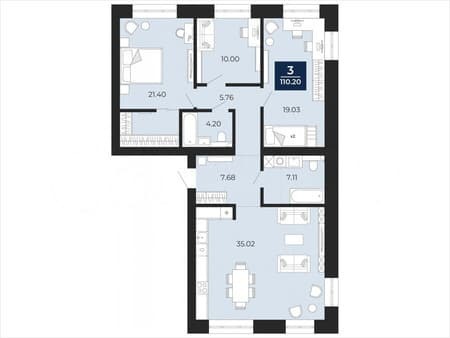 Продаем трехкомнатную квартиру, 110.2 м², этаж 8 из 12. Фото 1
