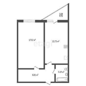Продажа однокомнатной квартиры, 43.3 м², этаж 2 из 3. Фото 3