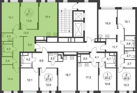 Продажа трехкомнатной квартиры, 87 м², 5 мин. до метро пешком, этаж 13 из 17. Фото 24