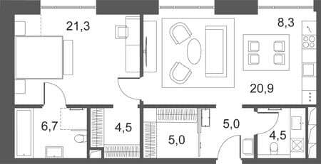 Продать однокомнатную квартиру, 76.2 м², 5 мин. до метро пешком, этаж 1 из 5. Фото 1