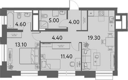 Объявление о продаже двухкомнатной квартиры, 61.8 м², 10 мин. до метро пешком, этаж 4 из 10. Фото 1