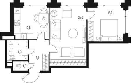Объявление о продаже двухкомнатной квартиры, 54.3 м², 15 мин. до метро пешком, этаж 15 из 21. Фото 2