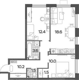 Продается двухкомнатная квартира, 57.8 м², 10 мин. до метро пешком, этаж 24 из 24. Фото 1