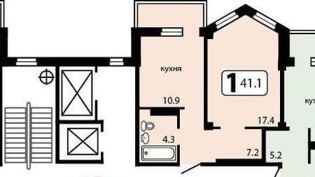 Продам однокомнатную квартиру, 41.1 м², этаж 2 из 10. Фото 5