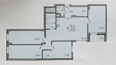 Купить четырехкомнатную квартиру, 105.5 м², этаж 23 из 25. Фото 2