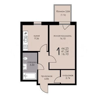 Продам однокомнатные апартаменты, 41.5 м², этаж 3 из 6. Фото 1