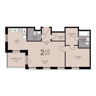 Продам двухкомнатные апартаменты, 67.4 м², этаж 6 из 6. Фото 1