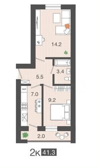 Продам двухкомнатную квартиру, 41.3 м², этаж 2 из 4. Фото 4