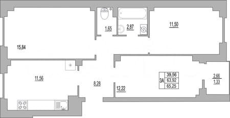 Продается трехкомнатная квартира, 65.3 м², этаж 9 из 10. Фото 1