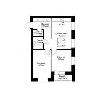 Продажа двухкомнатной квартиры, 66 м², этаж 3 из 16. Фото 1