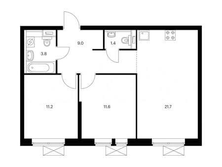 Продажа двухкомнатной квартиры, 58.7 м², этаж 28 из 33. Фото 1