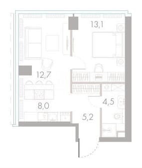 Продать однокомнатные апартаменты, 43.5 м², этаж 4 из 46. Фото 1