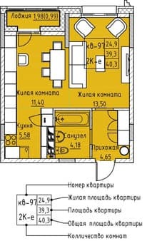 Продам двухкомнатную квартиру, 40.3 м², этаж 3 из 12. Фото 2