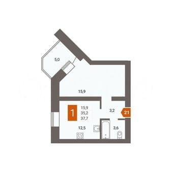 Продаю однокомнатную квартиру, 37.7 м², этаж 4 из 16. Фото 1