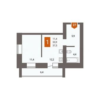 Продать однокомнатную квартиру, 37.3 м², этаж 5 из 16. Фото 1