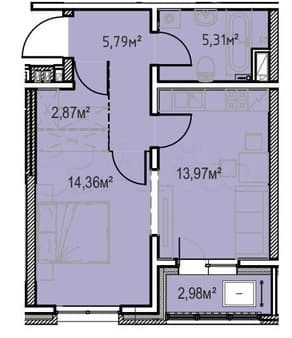 Продажа однокомнатной квартиры, 45.3 м², этаж 11 из 13. Фото 1
