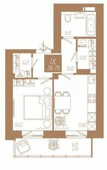 Продажа однокомнатной квартиры, 39.8 м², этаж 2 из 23. Фото 1