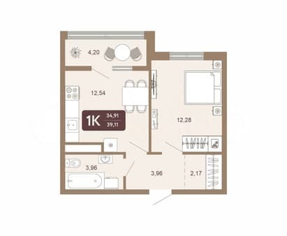 Продается однокомнатная квартира, 39.1 м², этаж 2 из 16. Фото 1