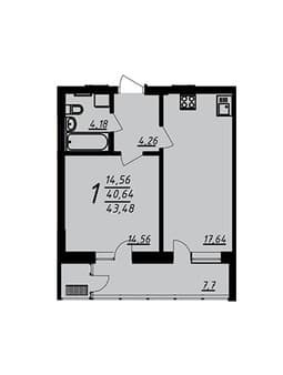 Продажа однокомнатной квартиры, 43.14 м², этаж 6 из 25. Фото 2