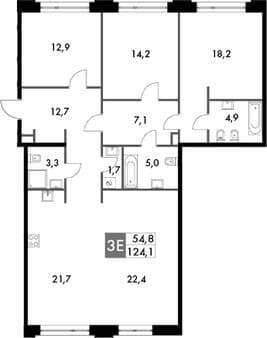 Продажа трехкомнатной квартиры, 124.1 м², 20 мин. до метро пешком, этаж 2 из 8. Фото 1
