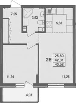 Объявление о продаже однокомнатной квартиры, 43.52 м², 40 мин. до метро на транспорте, этаж 9 из 16. Фото 1