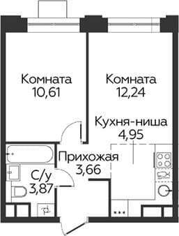 Продается однокомнатная квартира, 35.33 м², 20 мин. до метро на транспорте, этаж 10 из 17. Фото 1