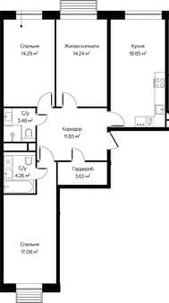 Продажа трехкомнатной квартиры, 87.7 м², 20 мин. до метро на транспорте, этаж 10 из 22. Фото 7