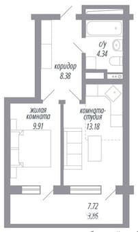 Купить двухкомнатную квартиру, 39.7 м², этаж 10 из 14. Фото 1