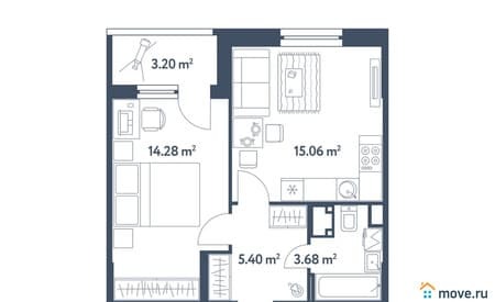 Продам двухкомнатную квартиру, 40.02 м², этаж 2 из 25. Фото 1