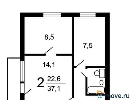 Продажа двухкомнатной квартиры, 37 м², этаж 7 из 9. Фото 7