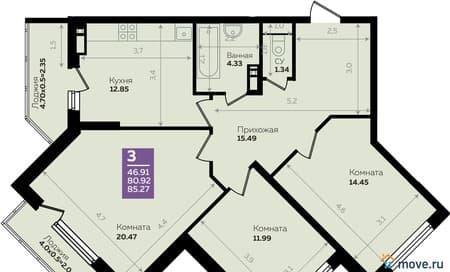 Продаем трехкомнатную квартиру, 81.3 м², этаж 18 из 25. Фото 1
