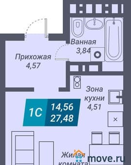 Продать однокомнатную квартиру, 27.48 м², этаж 20 из 25. Фото 3