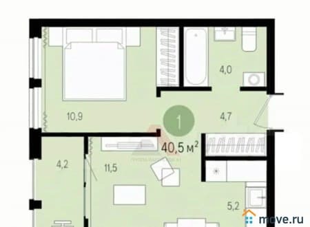 Объявление о продаже двухкомнатной квартиры, 40.53 м², этаж 7 из 9. Фото 1