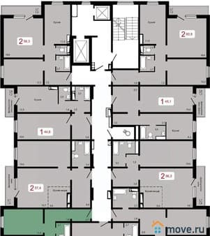 Продаем двухкомнатную квартиру, 53.7 м², этаж 1 из 17. Фото 1