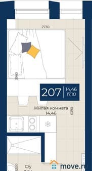 Объявление о продаже однокомнатной квартиры, 17.1 м², этаж 2 из 5. Фото 1