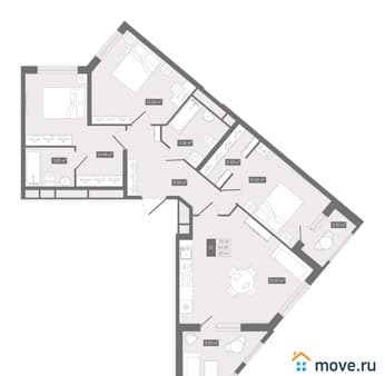 Продается трехкомнатная квартира, 90.64 м², этаж 7 из 12. Фото 1