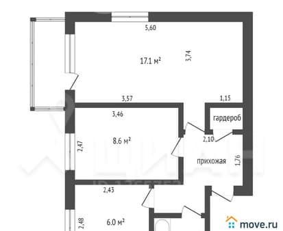 2-комн. квартира, 41.3 м²