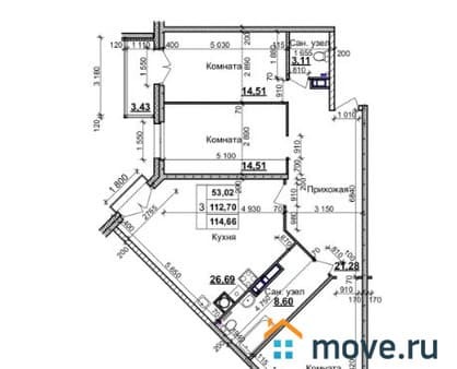 Продажа трехкомнатной квартиры, 114.6 м², этаж 5 из 10. Фото 1