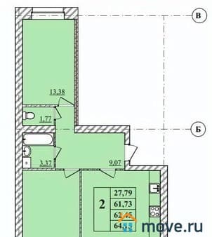Продам двухкомнатную квартиру, 64.13 м², этаж 1 из 3. Фото 1