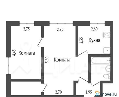 Продажа двухкомнатной квартиры, 44 м², этаж 1 из 5. Фото 3