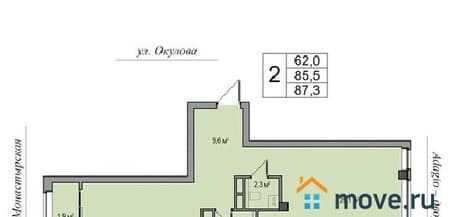 Продать двухкомнатную квартиру, 89.3 м², этаж 3 из 6. Фото 1
