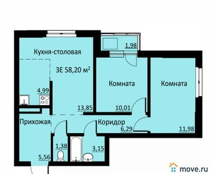 Продаем трехкомнатную квартиру, 60.85 м², этаж 10 из 16. Фото 1