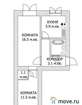 Купить двухкомнатную квартиру, 42.6 м², этаж 4 из 5. Фото 2