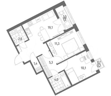 Продам двухкомнатную квартиру, 55.5 м², этаж 9 из 12. Фото 5