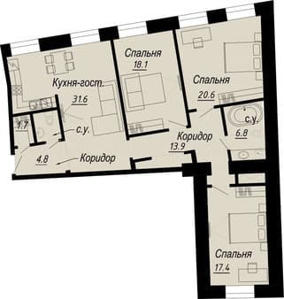 Объявление о продаже трехкомнатной квартиры, 119.4 м², этаж 5 из 8. Фото 1